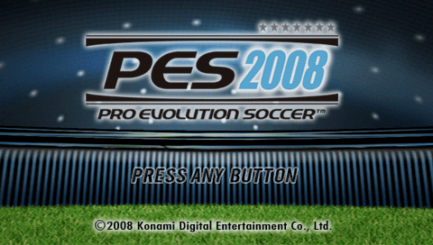 Pro Evolution Soccer 2008 title screen for PSP